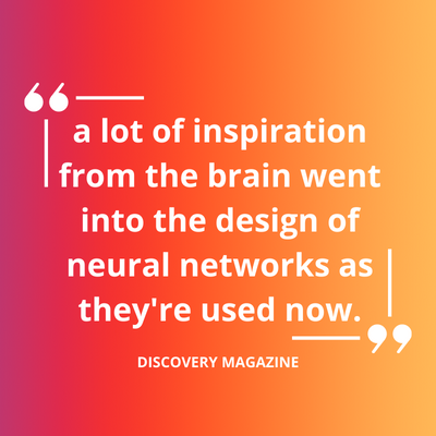 a lot of inspiration from the brain went into the design of neural networks as theyre used now.